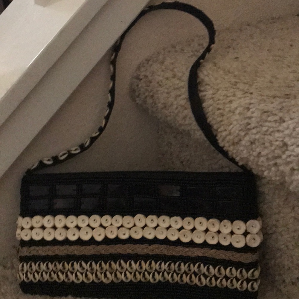 Handmade beaded with shells pocket-like purse